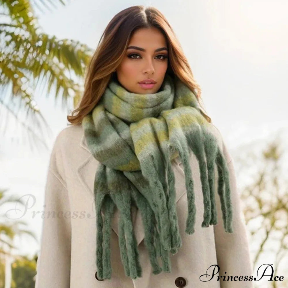 Chunky Banded Cashmere Journey Wrap Scarf Color16 / 40x200cm scarf-241228
