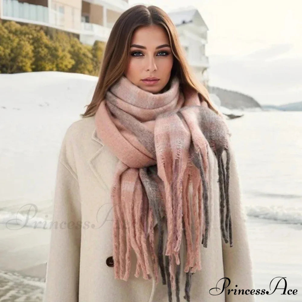 Chunky Banded Cashmere Journey Wrap Scarf Color2 / 40x200cm scarf-241228