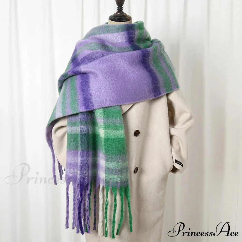 Chunky Banded Cashmere Journey Wrap Scarf Color3 / 40x200cm scarf-241228