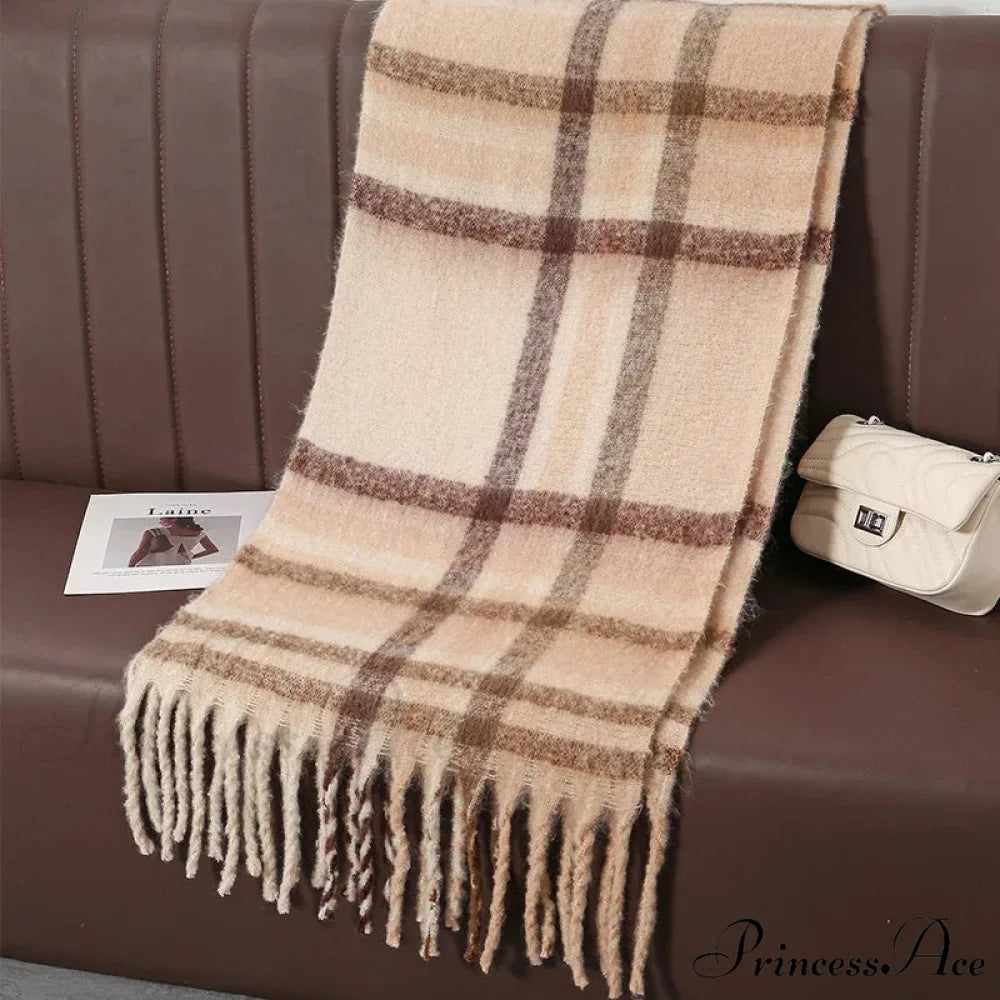 Chunky Banded Cashmere Journey Wrap Scarf Color4 / 40x200cm scarf-241228