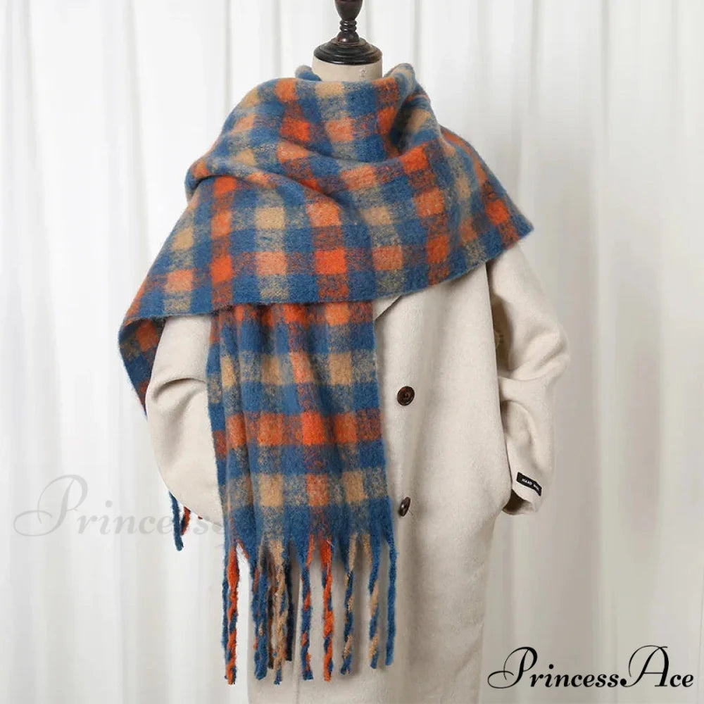 Chunky Banded Cashmere Journey Wrap Scarf Color8 / 40x200cm scarf-241228