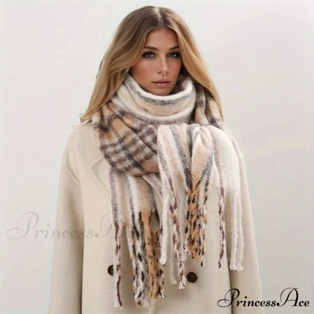 Chunky Banded Cashmere Journey Wrap Scarf Color9 / 40x200cm scarf-241228