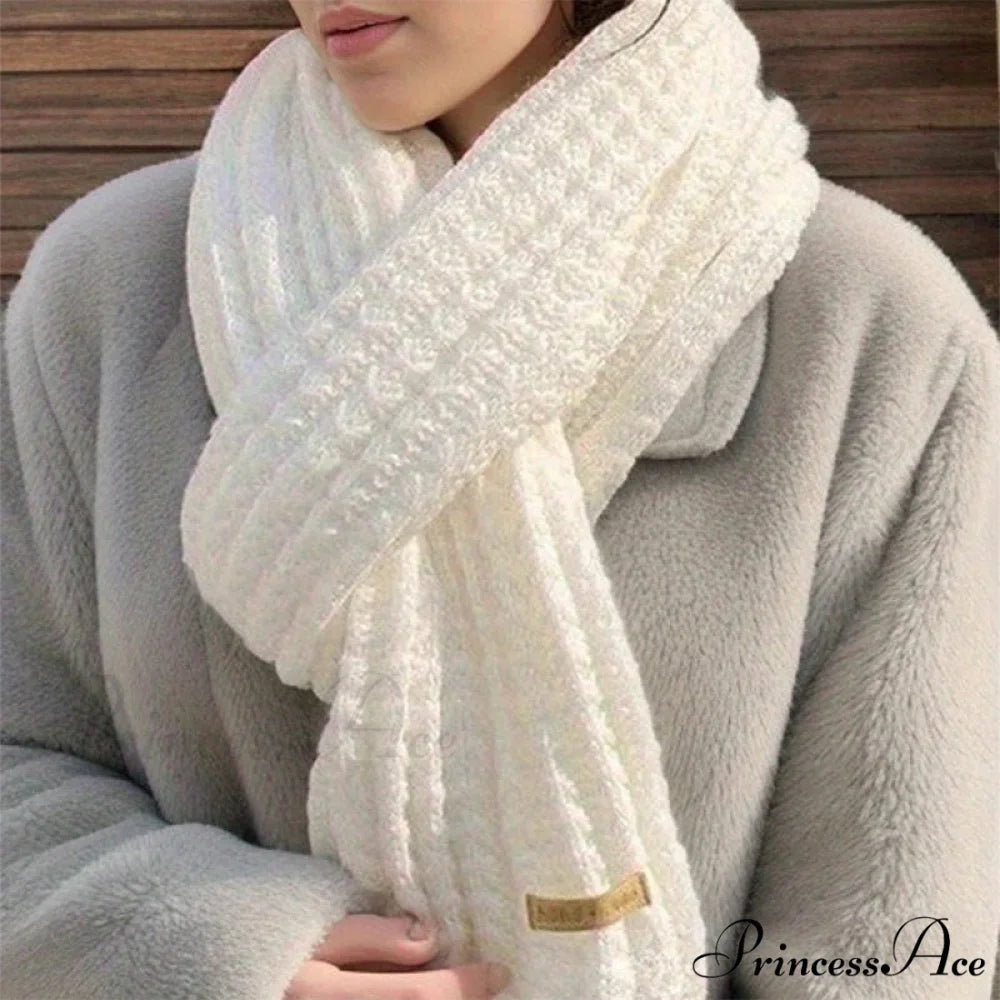 Chunky Knitted Cashmere Winter Scarf white 1 / One size scarf-241228