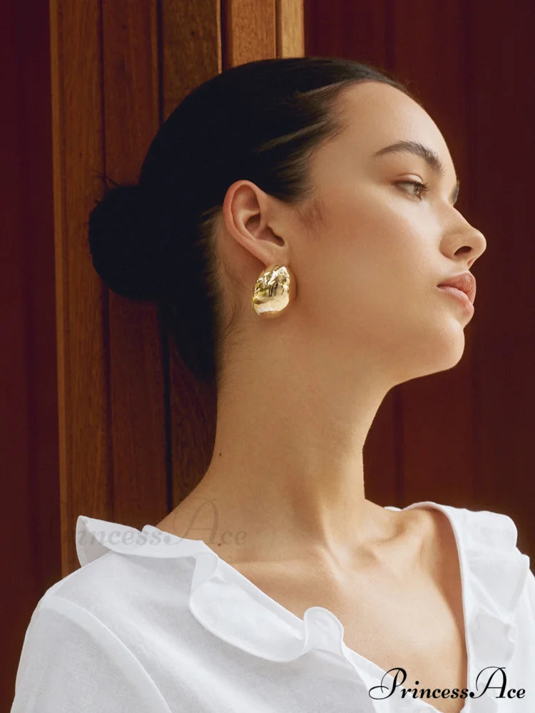 Chunky Teardrop Graceful Statement Earrings Gold / One Size