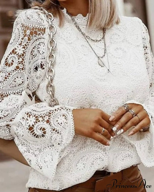 CIARA LACE TOP S / White