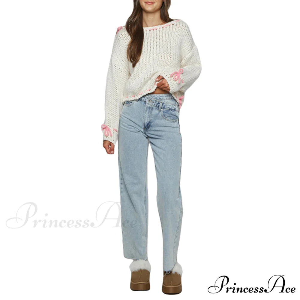 Cinch Baggy Extended Sleeve Jumper WHITE / S swraters-241228