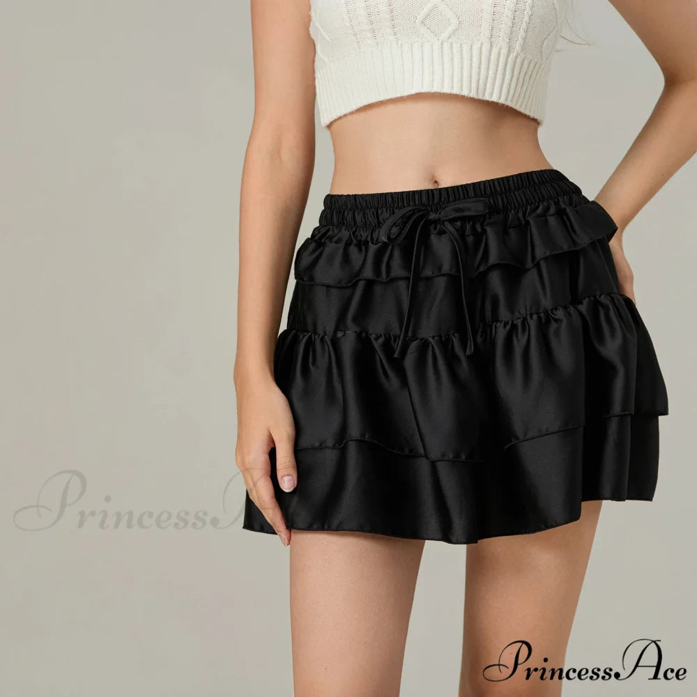 Cinch Layered Frills Skirt Black / S skirts-250223