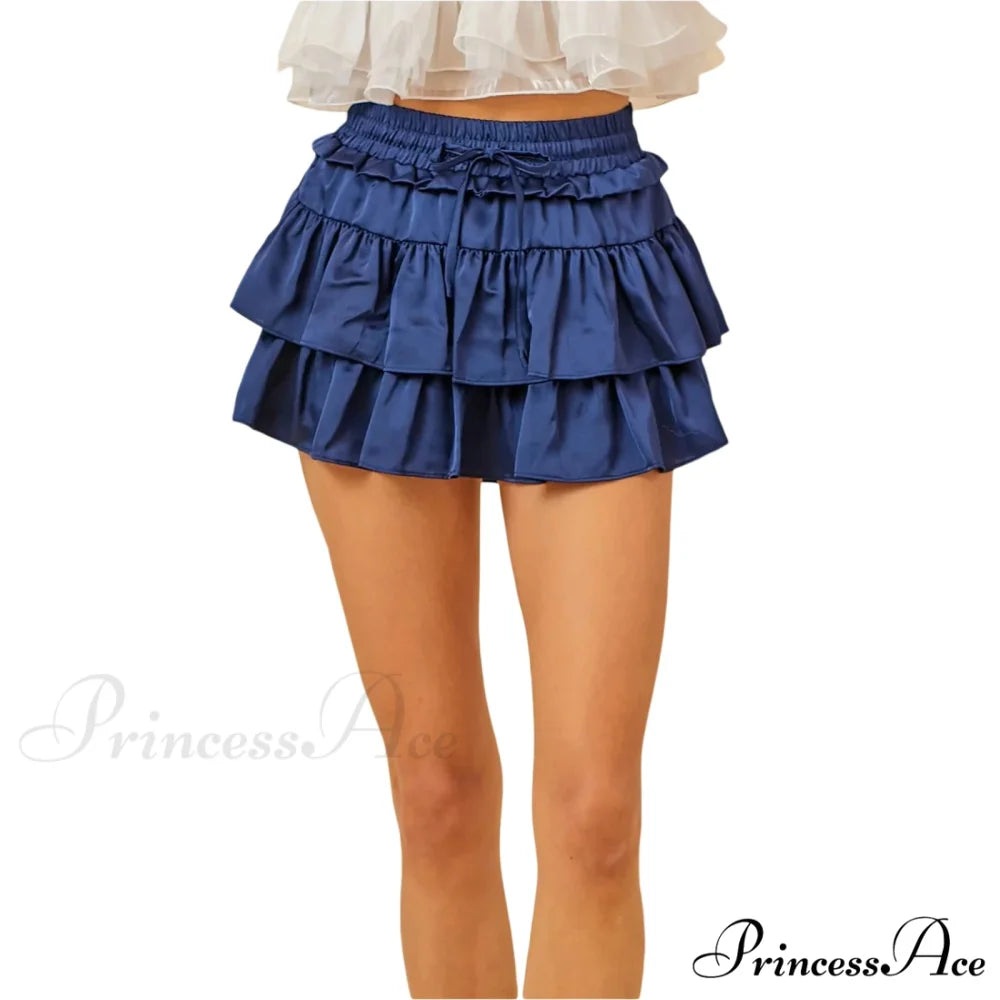 Cinch Layered Frills Skirt DEEP BLUE / S skirts-250223