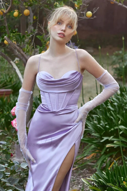 Cinderella Divine 7483 Charming Corset Cowl Satin Gown