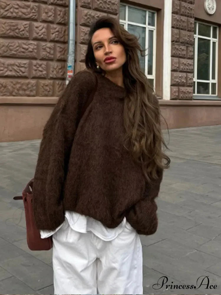 Circular Neck Cashmere Antique Jumper Brown / S swraters-241228