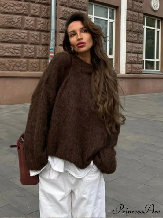 Circular Neck Cashmere Antique Jumper Brown / S swraters-241228