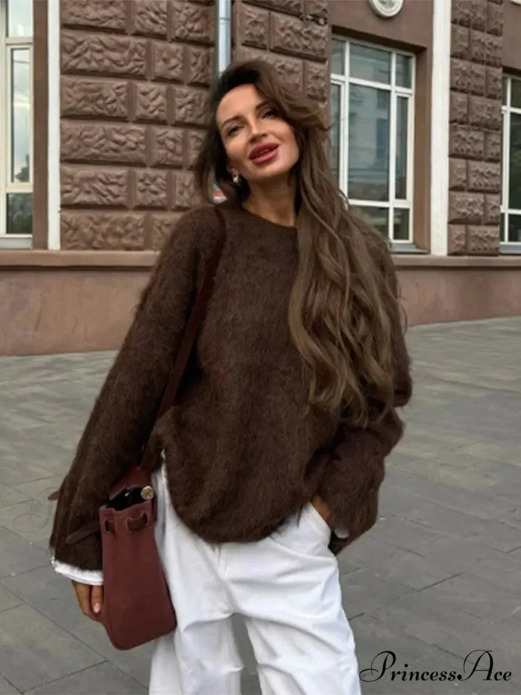 Circular Neck Cashmere Antique Jumper swraters-241228