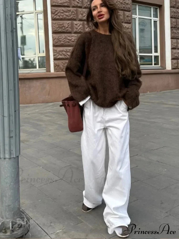 Circular Neck Cashmere Antique Jumper swraters-241228