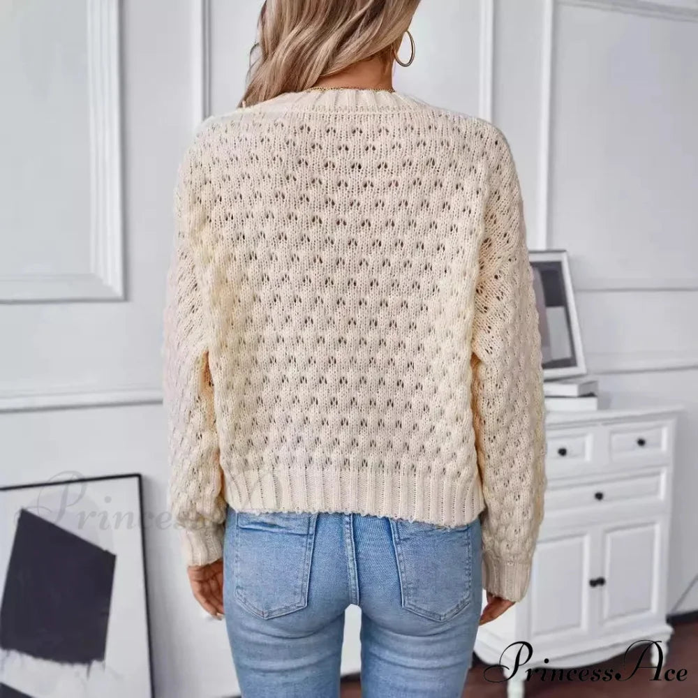 Circular Neck Empty Out Pullover swraters-241228
