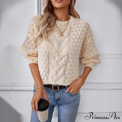 Circular Neck Empty Out Pullover swraters-241228