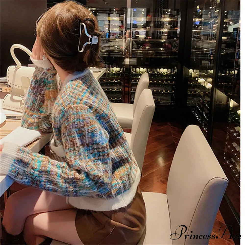 Circular Neck Shade Matching Knitted Fall Cardigan cardiagn-250126