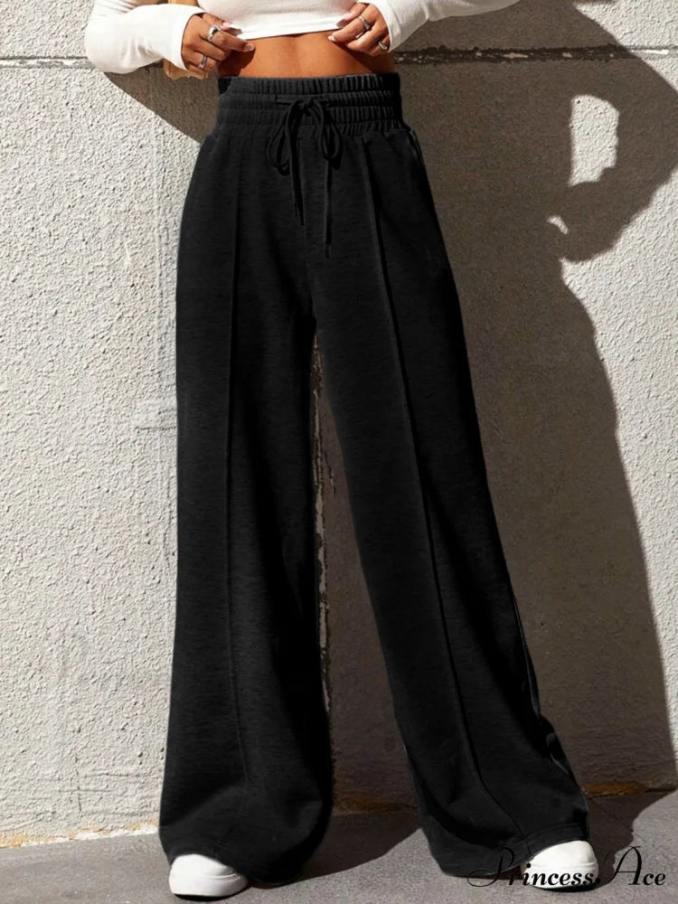 City Walk Graceful Wide Leg Sweatpants Black / XS