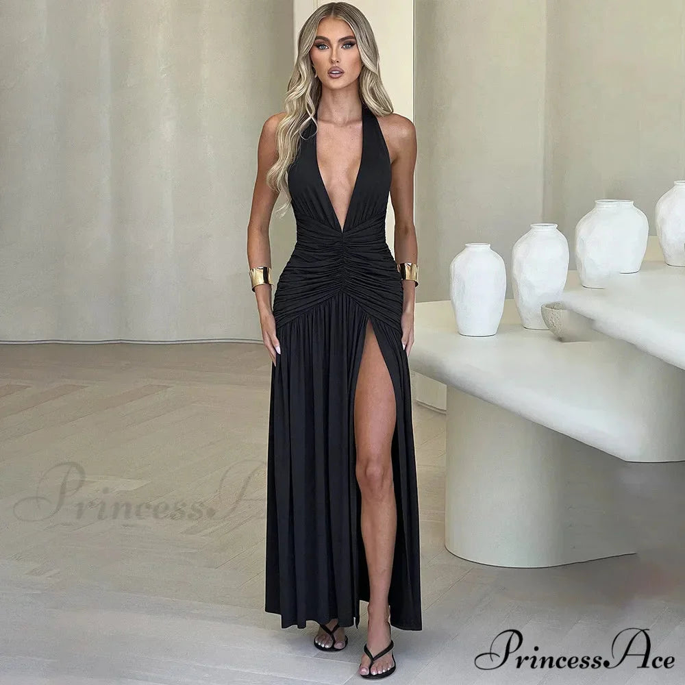 CLARA Elegant MAXI DRESS Coffee / S