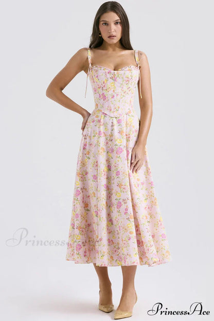 Clarabelle Pink Meadow Charming Print Cotton Sundress