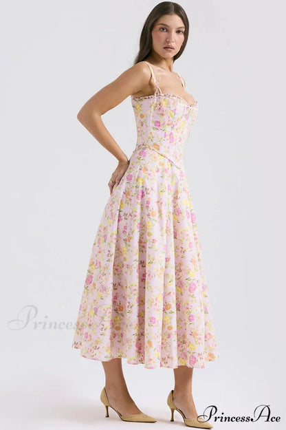 Clarabelle Pink Meadow Charming Print Cotton Sundress
