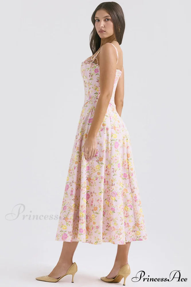 Clarabelle Pink Meadow Charming Print Cotton Sundress