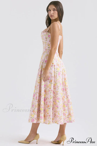 Clarabelle Pink Meadow Charming Print Cotton Sundress