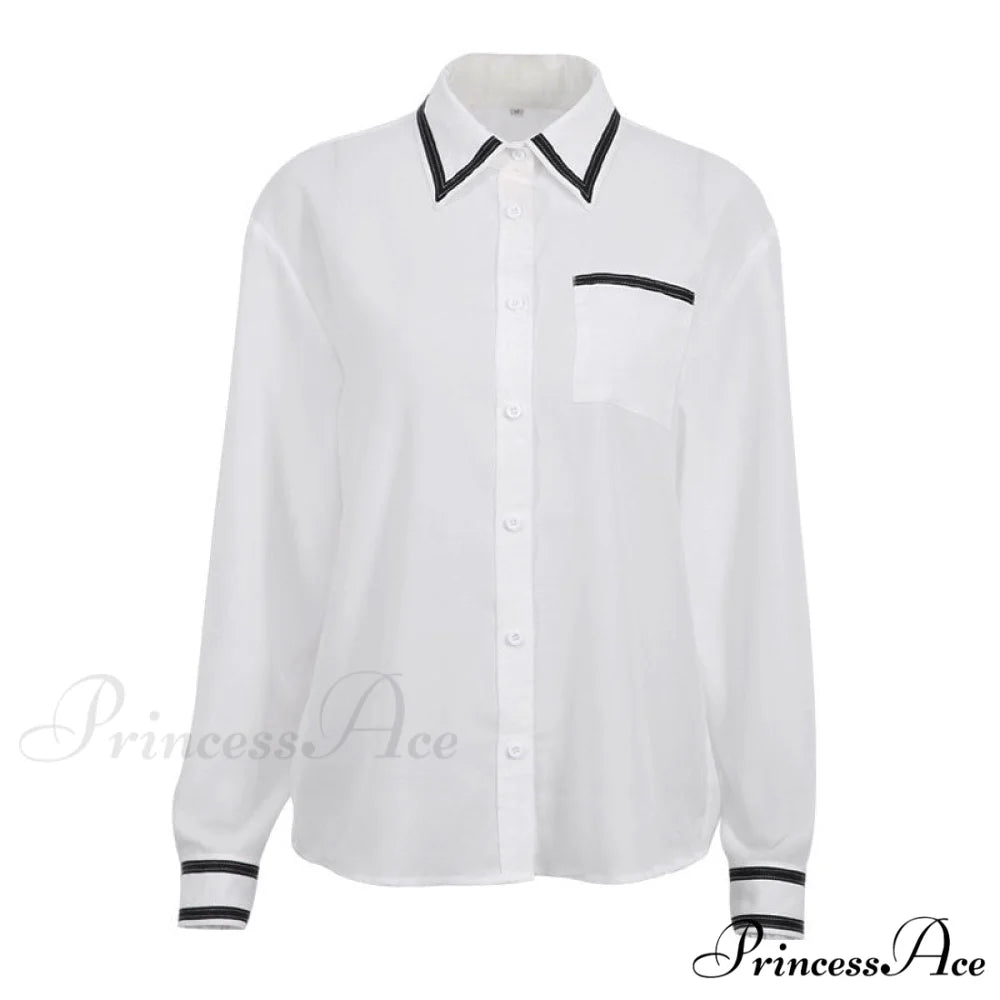 Classic Style High Waist Side Classic Pocket Split Maxi Skirt - Black L / White