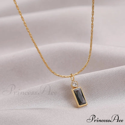 Classic Style Mini Rectangular Shining Zircon Necklaces