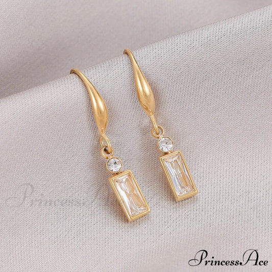 Classic Style Rectangular Stone Dangle Earrings