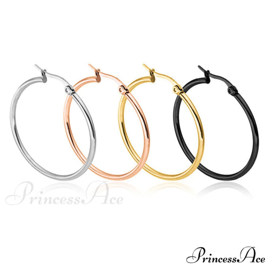 Classic Style Stainless Steel Simple Hoop Earrings