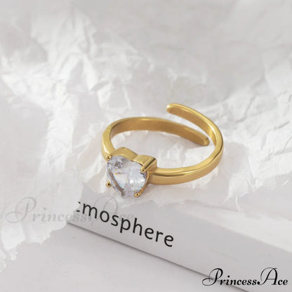 Classic Style White Zircon Open Rings gold / one size