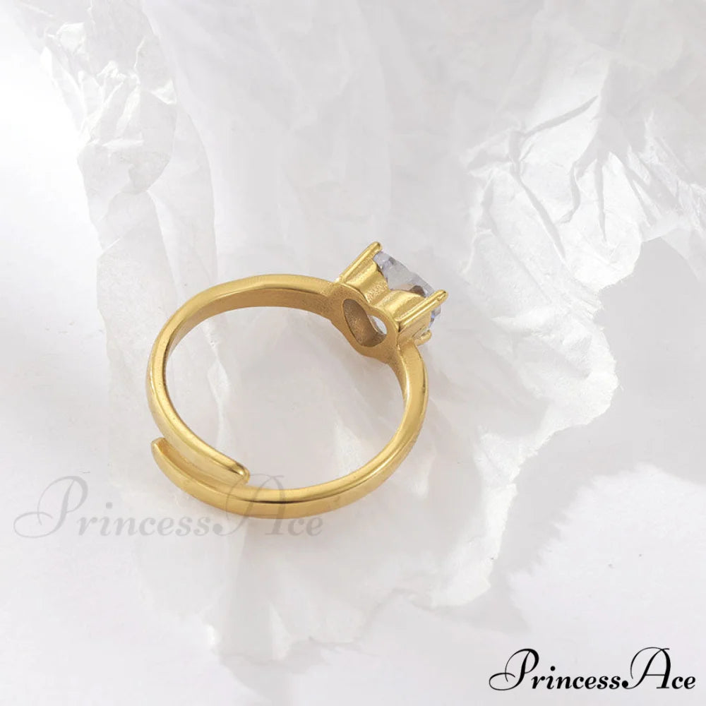 Classic Style White Zircon Open Rings gold / one size