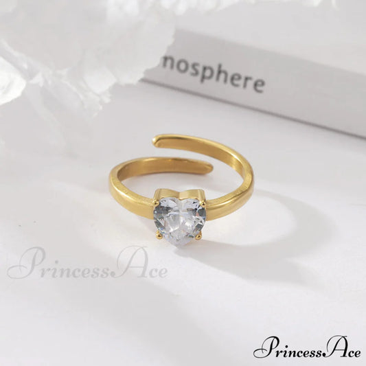 Classic Style White Zircon Open Rings gold / one size
