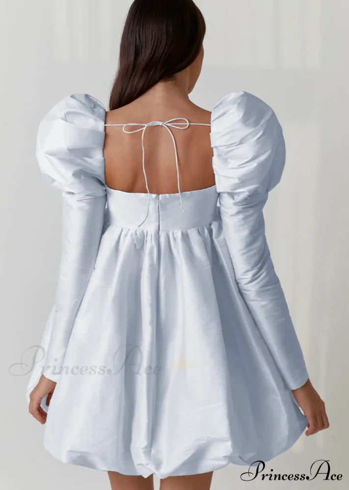 Classy Puff Sleeve Short Prom Dress - Ball Gown and Wedding M / pink