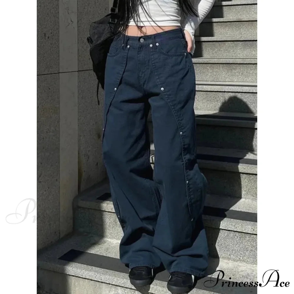 Clean Patchwork Turn of the Century Women Denim Trousers pants-241228