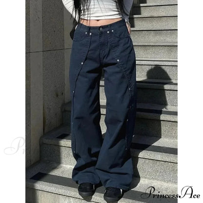 Clean Patchwork Turn of the Century Women Denim Trousers pants-241228