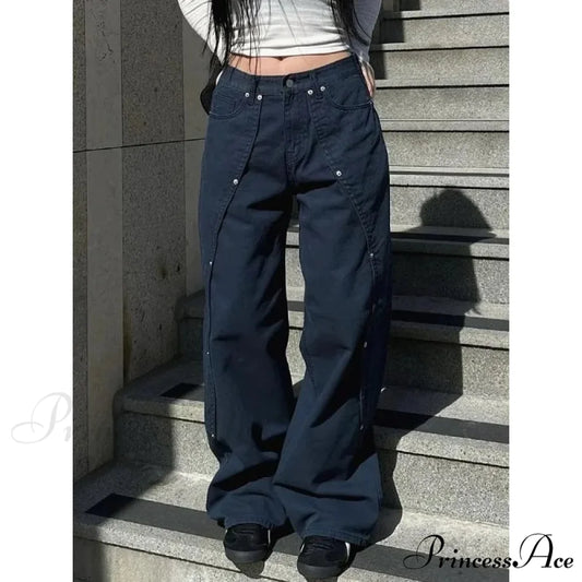 Clean Patchwork Turn of the Century Women Denim Trousers pants-241228