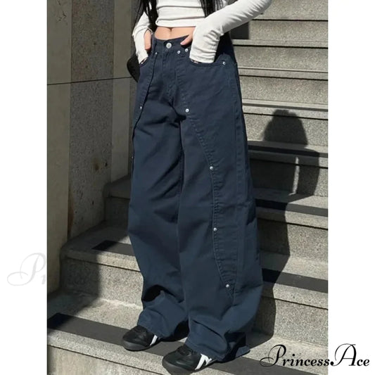 Clean Patchwork Turn of the Century Women Denim Trousers pants-241228
