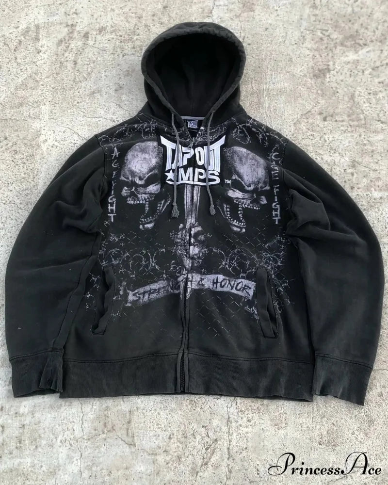 Cleaned Medieval Letter Zipper Hoodie black 9 / S hoodies-241228