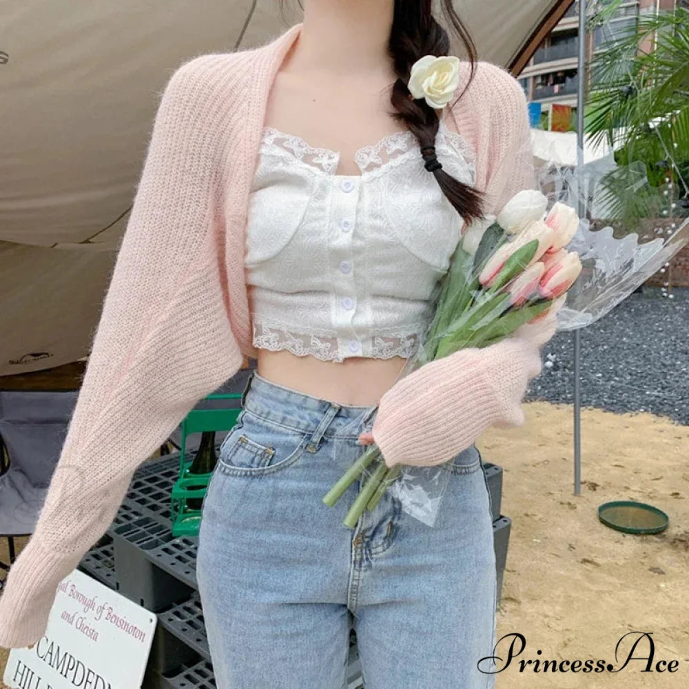 Clear Sun Protection Open Front Cropped Knit Cardigan cardiagn-250126