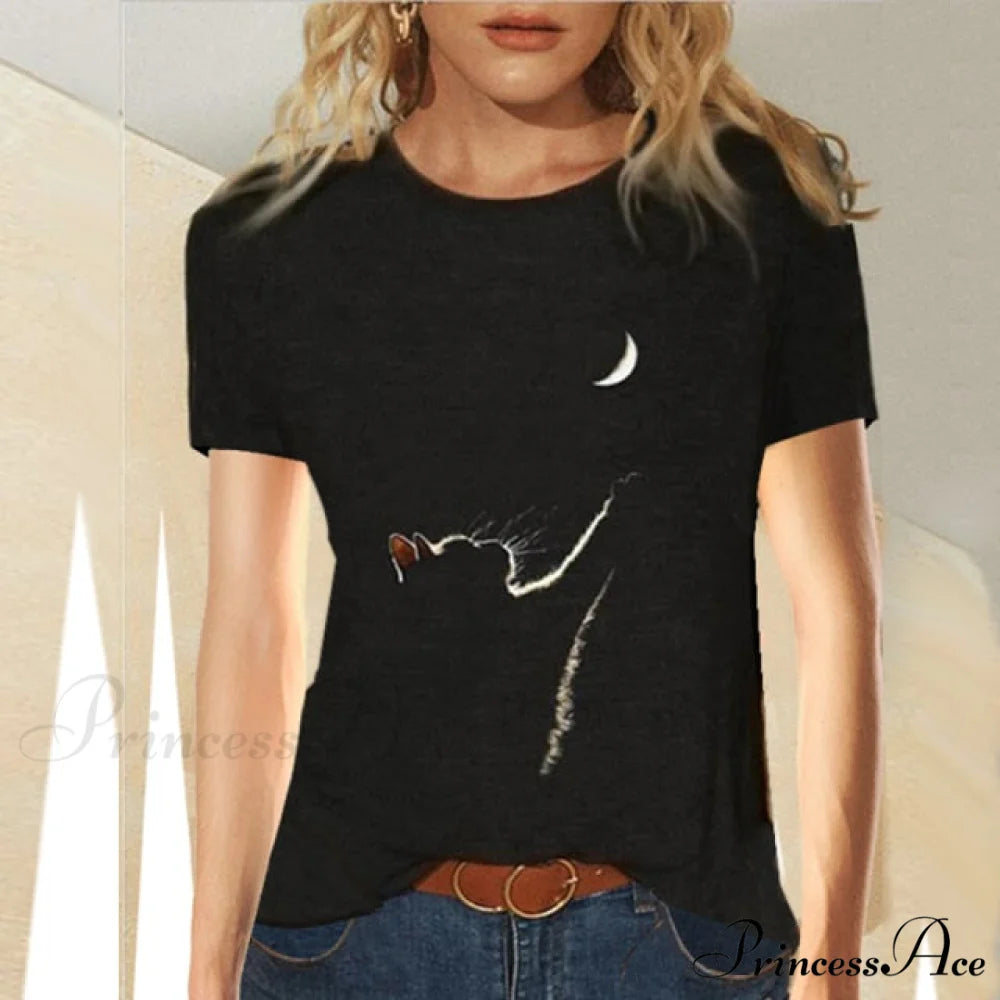 Clothing Funny Cat 3D Print Long Sleeve T-Shirts black 3 / S