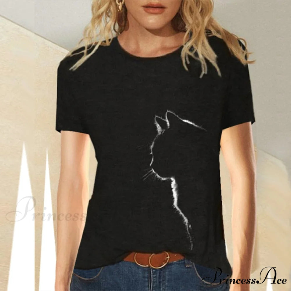 Clothing Funny Cat 3D Print Long Sleeve T-Shirts black 4 / S