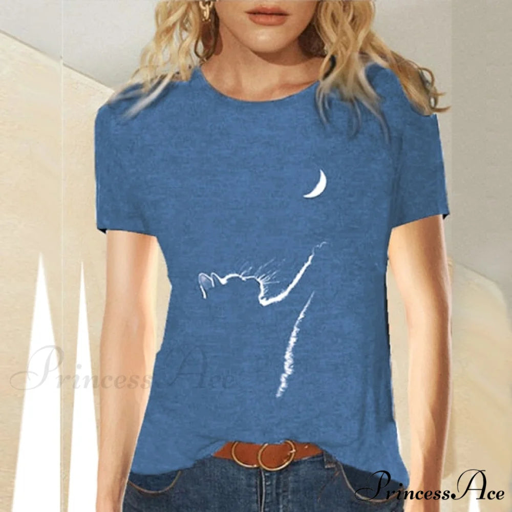 Clothing Funny Cat 3D Print Long Sleeve T-Shirts blue 1 / S