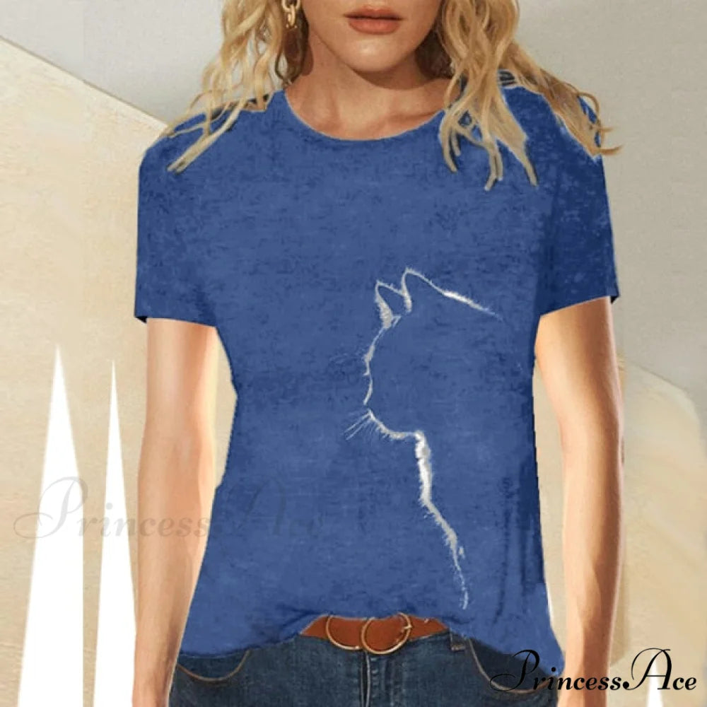 Clothing Funny Cat 3D Print Long Sleeve T-Shirts blue 2 / S