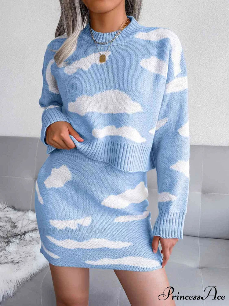 Cloud-Kissed Dreams Stylish Knitted Two-Piece Set