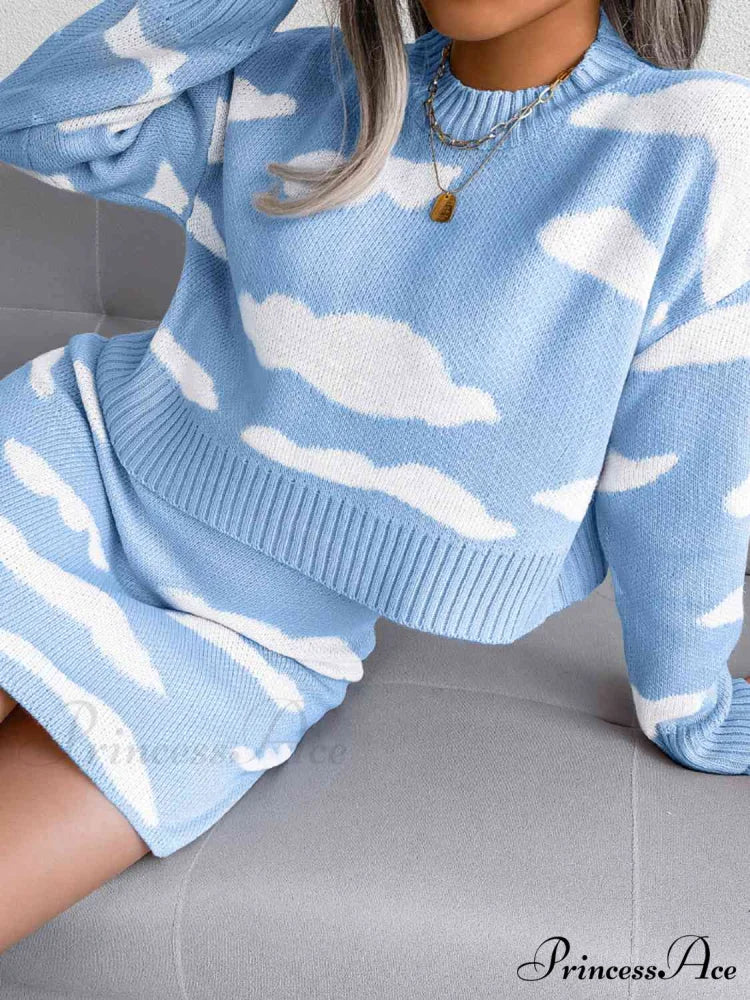 Cloud-Kissed Dreams Stylish Knitted Two-Piece Set