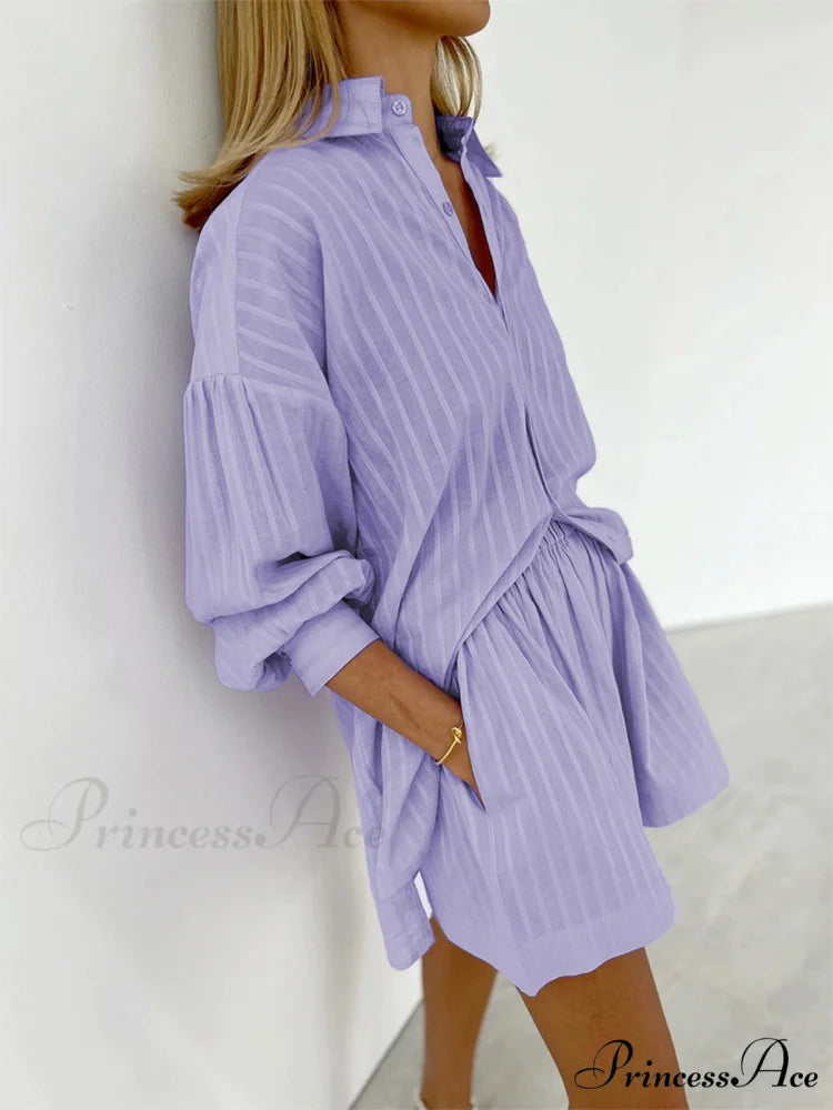 Cloud Nine Pinstripe See Modern Through Two Piece Shorts Set