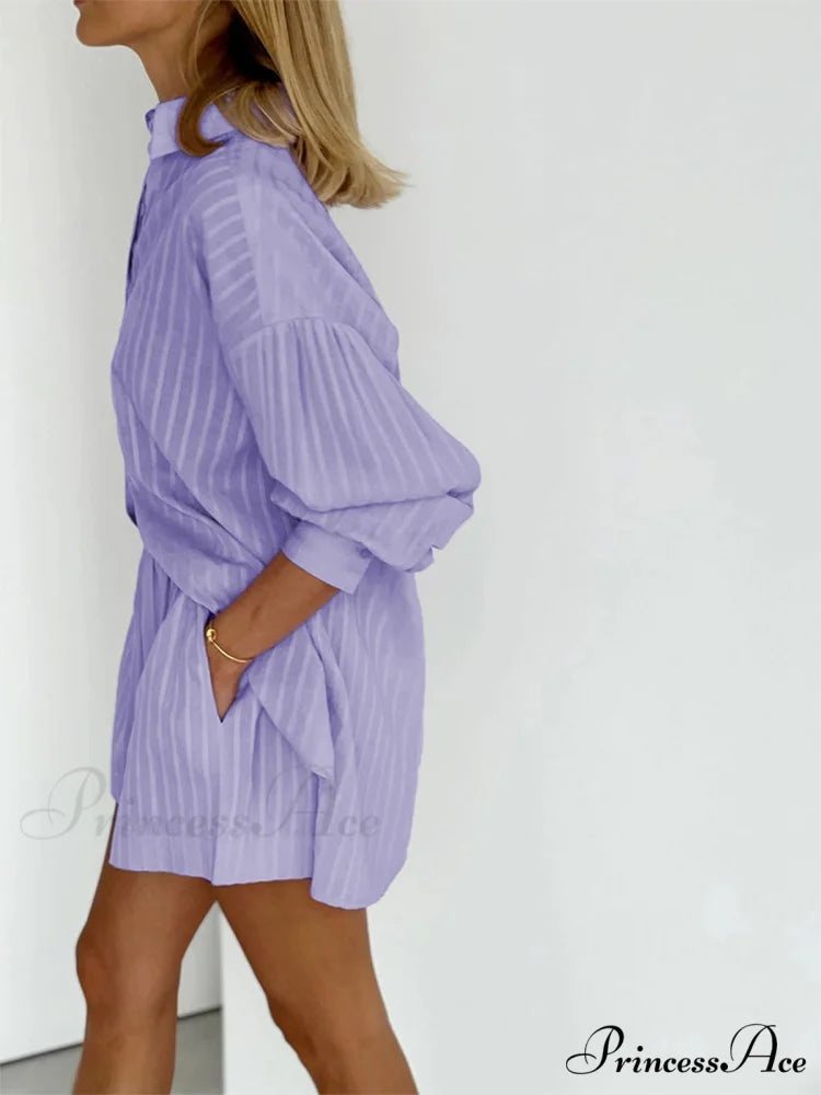 Cloud Nine Pinstripe See Modern Through Two Piece Shorts Set