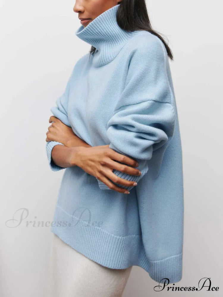 Cloudless Sky Graceful Turtleneck Oversized Sweater