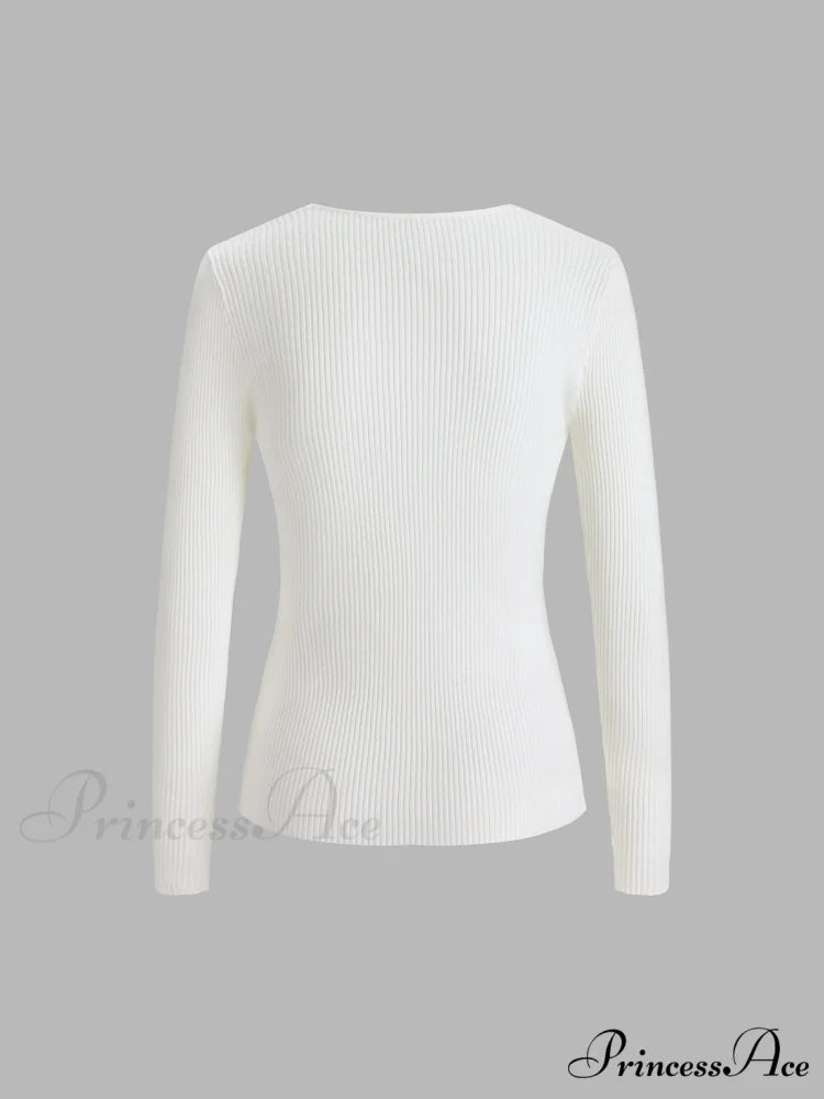 Clouds Ribbed Graceful Pullover Sweater